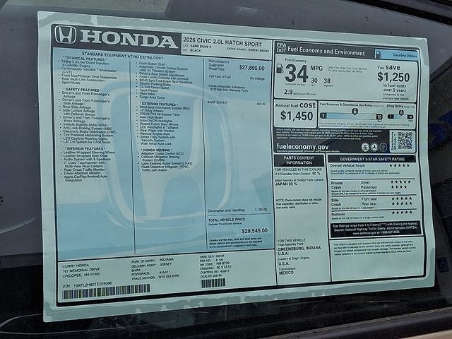 2026 Honda Civic Sport