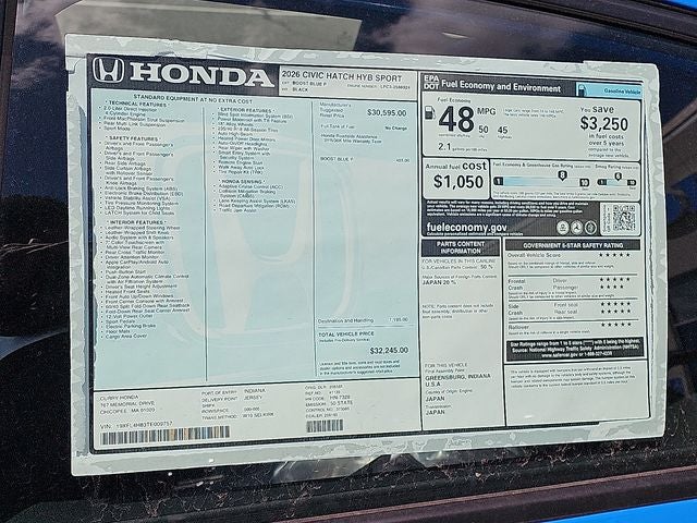 2026 Honda Civic Hybrid Sport