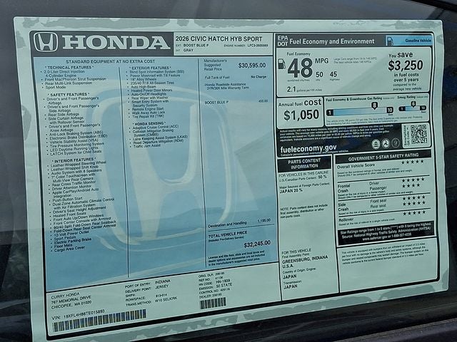 2026 Honda Civic Hybrid Sport