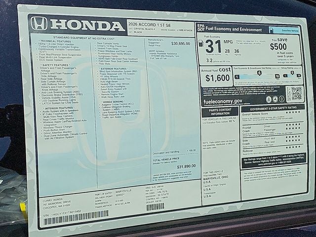 2026 Honda Accord SE