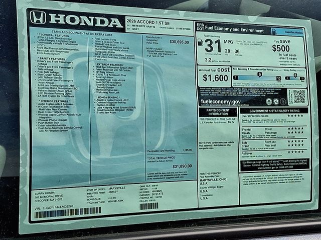 2026 Honda Accord SE
