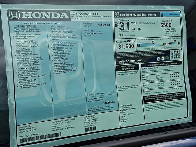 2026 Honda Accord SE