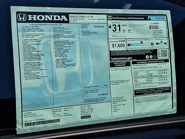 2026 Honda Accord SE