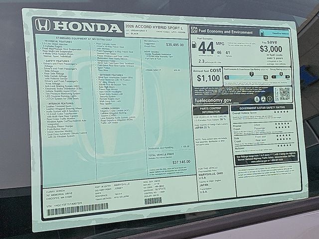 2026 Honda Accord Hybrid Sport-L