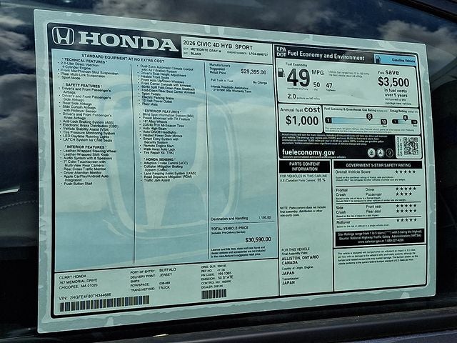2026 Honda Civic Hybrid Sport