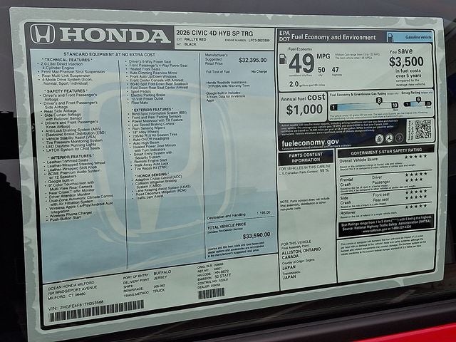 2026 Honda Civic Hybrid Sport Touring