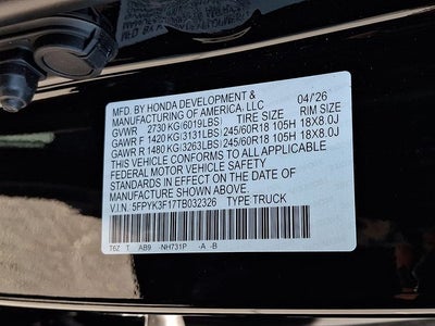 2026 Honda Ridgeline Sport