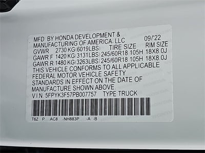 2023 Honda Ridgeline RTL