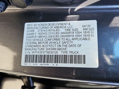 2026 Honda Ridgeline RTL