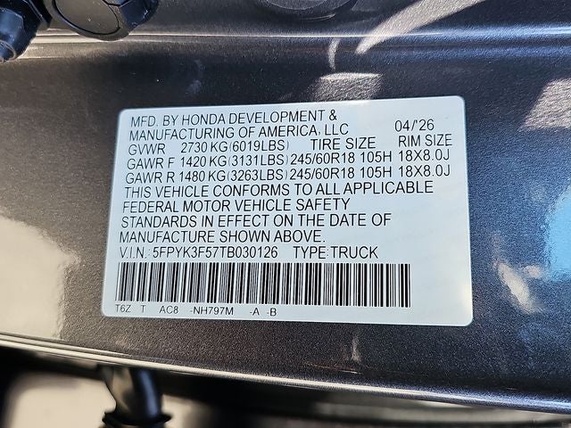 2026 Honda Ridgeline RTL