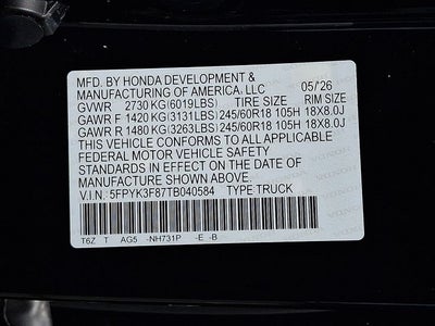 2026 Honda Ridgeline Black Edition